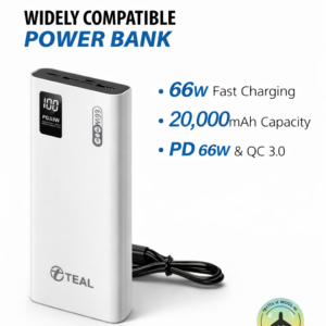 Teal™ 66W 20000mAh Fast Charging PD Power Bank With Digital Display - 1 Month Warranty